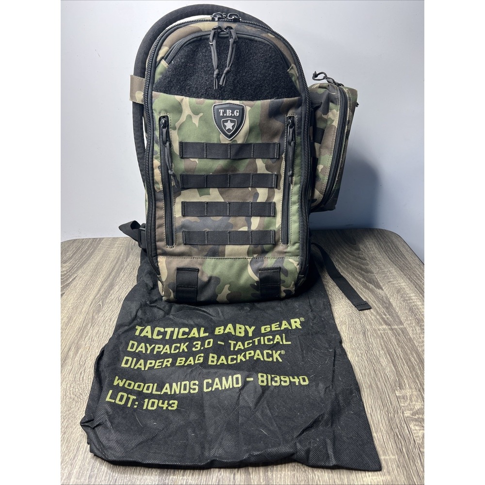 TBG Tactical Baby Gear Daypack 3.0 Diaper Bag Changing Mat +Pouch Woodlands Camo - Picture 1 of 7